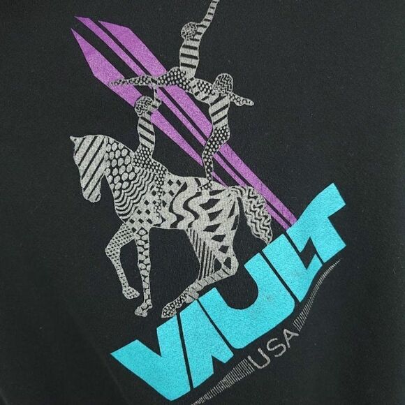 Equestrian Circus Act Sweatshirt Vintage 90s Horses Acrobats Vault USA Mens - Picture 2 of 6